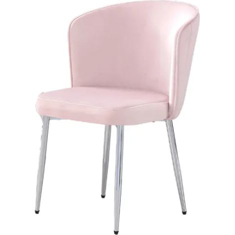 Lot de 4 chaises moderne DIANA chrome velours Rose (1/3)