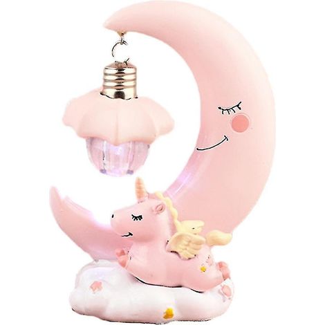 Veilleuse licorne, décoration créative pour chambre d'enfant rose (1/2)