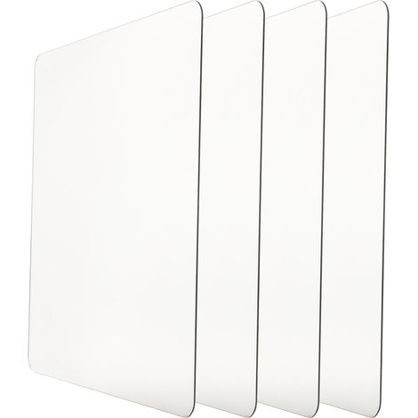 4pcs Miroir Auto-adhésif Mural en Polystyrène Coins Arrondis, Sécurisé pour Murs, pour Salle à Manger et Mur de Télévision Décoratif (1/5)