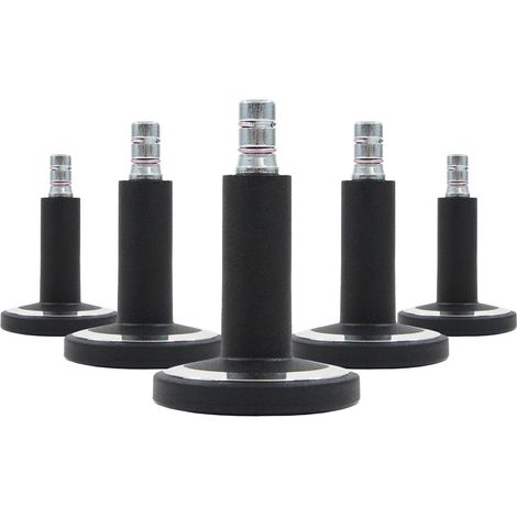 5x Bodengleiter STATO-M Stift 11 mm / 60 mm Standfüße schwarz/chrom (5er Pack) hjh OFFICE