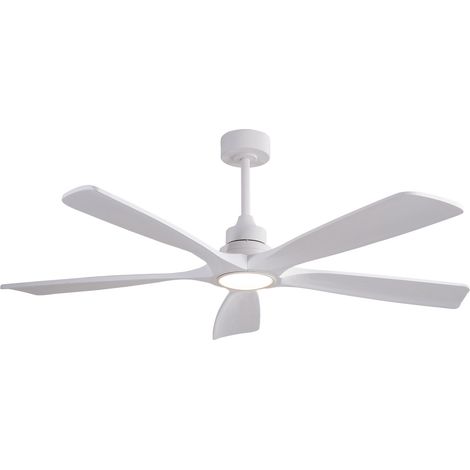Ventilador de techo LED 91x91x34,5 cm metal y madera blanco, 6 velocidades - MEUBLIV (1/5)