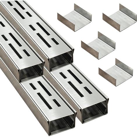 Caniveau Etroit Terrasse 5 Cm de Large, 4 M de Long, Caniveau Exterieur Extra Plat de ExtéRieur en Acier Inoxydable 304 avec Raccord, Canalisation de Drainage pour Balcon/Trottoir (1/5)