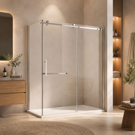 Porte de douche coulissante 160 cm + Paroi Latérale 90 cm (1/5)