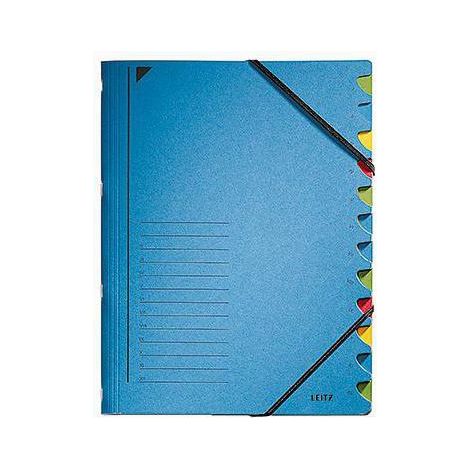 Ordnungsmappe DIN A4 350g/m² Pendareckarton recycelt Farbe: blau Farbe des Fächerblocks: mehrfarbig 12 Fächer (1/4)