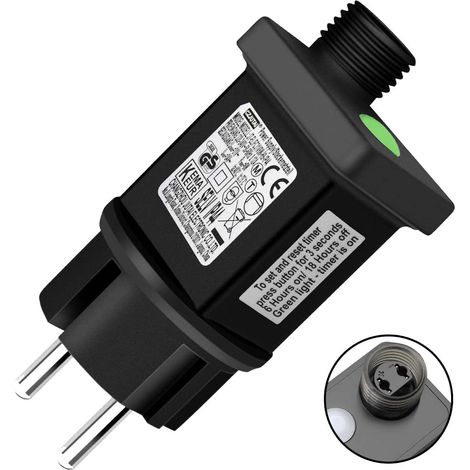 31V 6W AC Clignoteur pour Guirlande, Prise Clignotante pour Guirlande 9 Modes Avec Fonction Minuterie, Étanche Transformateur LED pour Éclairage de Noël, Guirlande lumineuse, Rideau Lumineux (1/5)