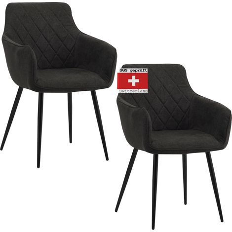 ALBATROS Esszimmerstühle 2er Set SILA, Schwarz - Modern und Stilvoll, bequemer Polsterstuhl - Eleganter Küchenstuhl, Stuhl Esszimmer oder Esstisch Stuhl im Retro-Look (1/5)