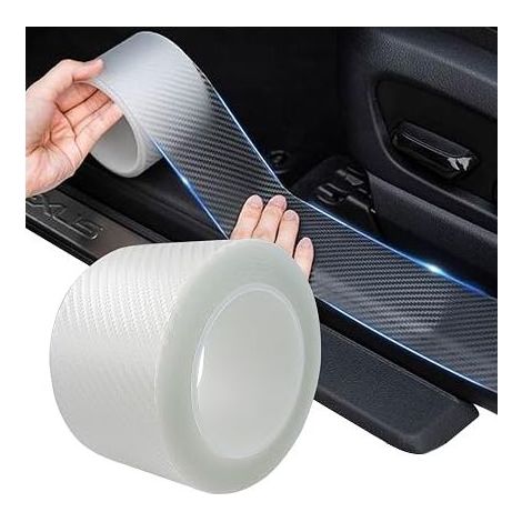Car Door Sill Protector Strip 7cm x 10m Universal Carbon Fiber Door Sill Protector Strip Rear Bumper Protector Trim Strip Exterior Accessories Fit Most