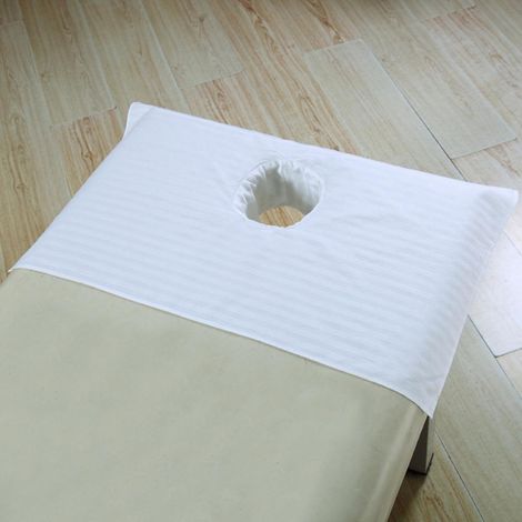 Drap De Couverture De Lit De Traitement De Station Thermale De Massage De Beauté Douce Avec Le Blanc De Trou De Souffle (1/5)