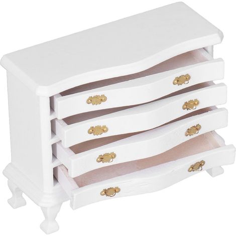 Meuble de chevet miniature en bois à tiroirs pour maison de poupée à l'échelle 1:12 (1/5)