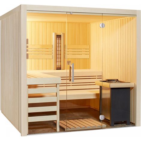 Infraworld Sauna Panorama Complete Espe 210x210x203cm mit ABC-Strahler Multifunktionssauna (1/5)