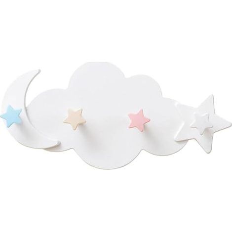 1 Pcs Crochets pour Porte-Manteau étoile et Lune,4 Crochets pour Porte-Manteau Enfant,Porte-Manteau Mural en Plastique sans perçage,Crochets muraux en Forme de Nuage,adaptés à la Garde-Robe (1/5)