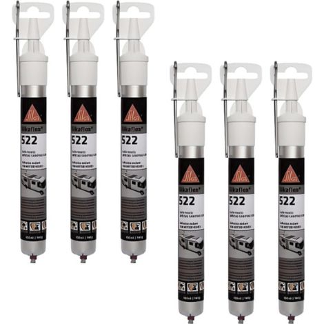 Lot de 6 colles mastic SIKA Sikaflex 522 Caravan - Blanc - 100ml
