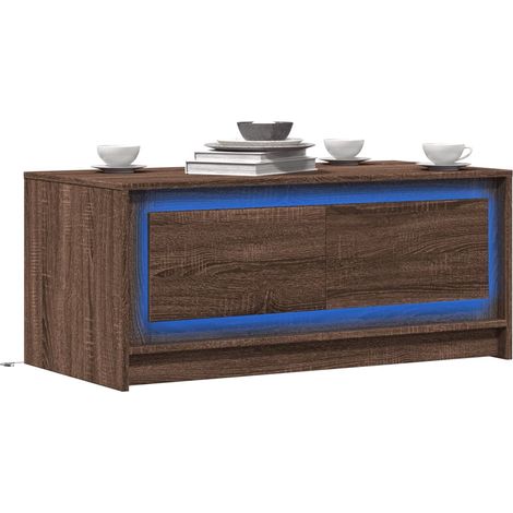 LED-Couchtisch Braun Eichen-Optik Holzwerkstoff