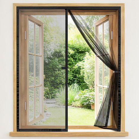 Fliegengitter Fenster 110x130 cm magnetisch, Insektenschutz ohne Bohren, Fiberglas, Schwarz (1/5)