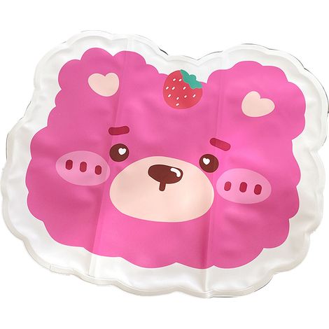 Coussin rafraîchissant en gel motif ours rose pliable portable pour étudiants et employés de bureau été (1/5)
