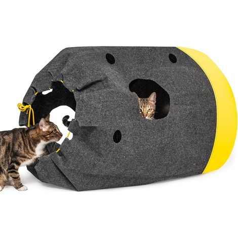 Sac Jeu Chat Interactif - Tapis Résistant Cache-Cache, Tapis à Trous Pliable, Sac Couchage Tunnel pour Chat Intérieur - Jouet Activité Dressage Animal (1/5)