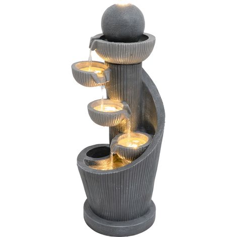 Elektrischer Gartenbrunnen mit LED – Spiral Springs Wasserspiel für Außenbereich