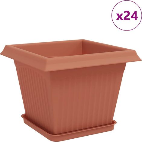 Maison Exclusive - Pots de plantes 24 pcs Rouge brique 28,5 x 28,5 x 22 cm