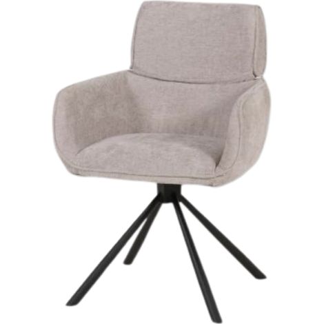 Chaise pivotante 360° tissu gris clair pieds métal noir (1/5)