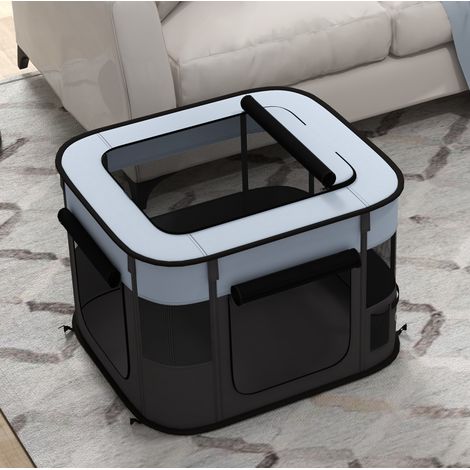 Parc chiot pliable 74x60x45 cm polyester gris HAVRYA (1/4)