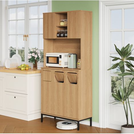 MEUBLIV Armoire de cuisine 80x35x181 cm naturel – tri des déchets et rangement (1/5)