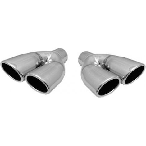 2x Doppelrohr Auspuffblenden - Set mit 2 Stück - zum Schweißen (1/2)