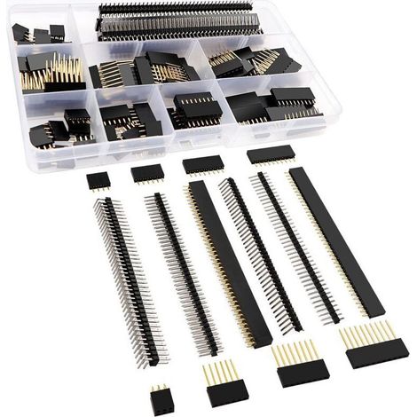 112 Pieces 2.54 mm Male and Female Pin Header Connectors, Male and Female Pin Header Socket Connectors, for Arduino Prototype Shield (1/4)