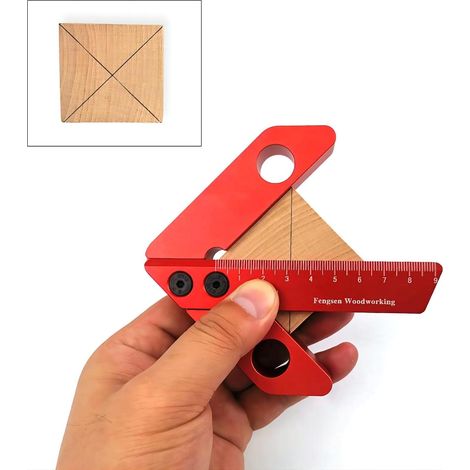 CCYKXA Calibre d'angle de centrage, outil de mesure pour le travail du bois, gabarit de centrage, gabarit d'angle droit 45/90 degrés, règle de charpentier