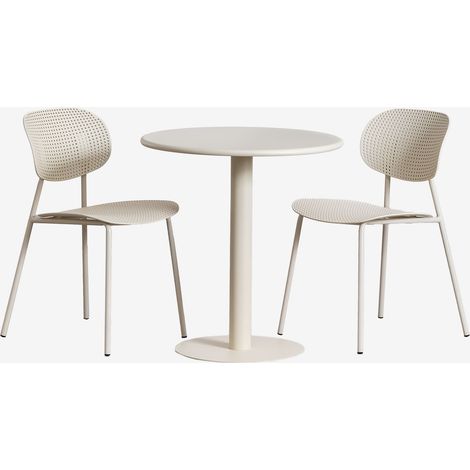 Set tavolo rotondo Ø70 cm Mizzi e 2 sedie da giardino in polipropilene e ferro Tupah SKLUM (1/5)