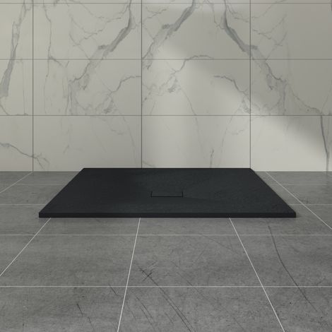 Aquariss SMC Slate Effect Shower Enclosure Tray 1400x1000mm Rectangular Wetroom Shower Base Black