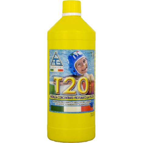 Concentre' anti-algues parfume' T20YL pour piscines Le pack de 1 l pre'serve la limpidite' et la purete' de l'eau de la piscine