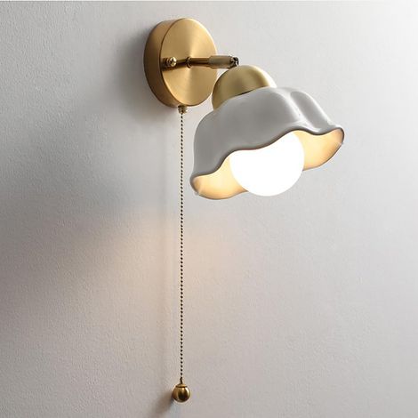 Applique murale moderne avec interrupteur, forme fleur céramique, lampe E27 réglable pour intérieur salon chambre couloir
