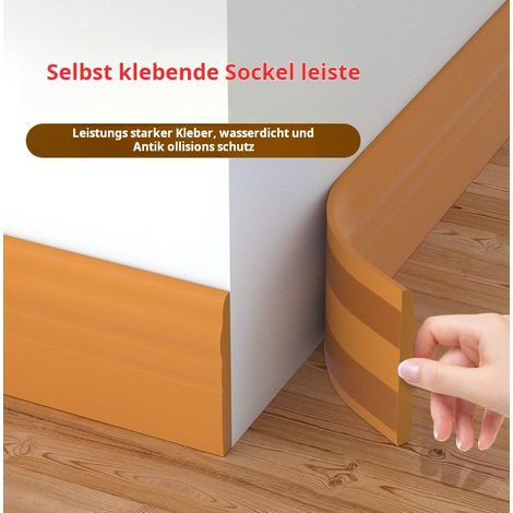 Braune selbstklebende Sockelleiste 10 cm × 2 m aus NBR-Nitrilkautschuk, wasserdichte und stoßfeste Abschlussleiste für Wohn- und Schlafzimmer (1/5)