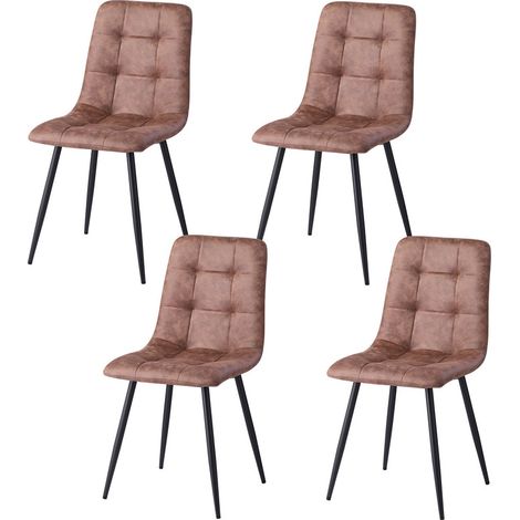 Wokaka Set di 4 Sedie da Pranzo - Sedie con Schienale Alto - Stile Retro (Marrone Chiaro) (1/5)