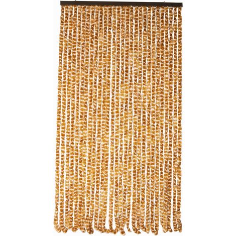 Werka Pro – Rideau chenille marron et blanc 120 x 220 cm – 22 chenilles en fibres synthétiques – Traitement anti UV – Fixation avec 2 anneaux - PRO 120 X