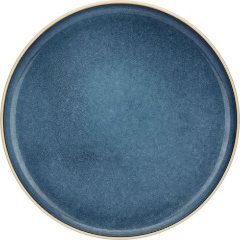 Assiette ronde bleue en grès Diamètre 31 cm (1/3)