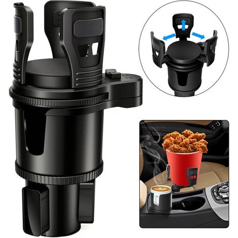 Extensor de portavasos para coche 2 en 1: soporte doble ajustable para botellas y comida, apto para coche, camión y viajes (1/5)