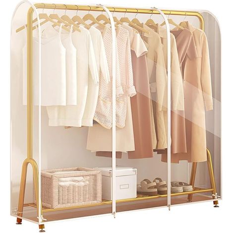 Copertura protettiva trasparente per asta appendiabiti, ideale per abiti, tailleur, cappotti, ecc., 180 x 50 x 150 cm-Crezuo