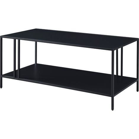 Tavolino doppio piano in metallo 47 x 110 x 55 cm nero 030008455