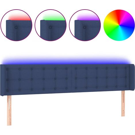 Maison Exclusive - Cabecero con LED de tela azul 203x16x78/88 cm (1/5)