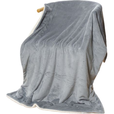Couverture Sherpa - 150 x 200 cm - Double Face Flanelle / Sherpa - Pour Canapé Lit Fauteuil - Gris