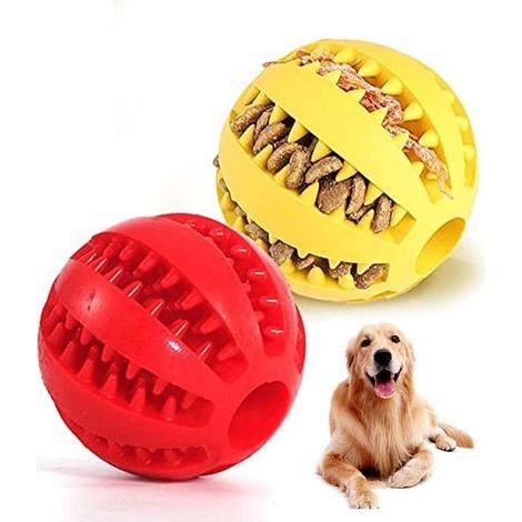 Jouet Balle pour chienBalle à mâcher pour chien en caoutchouc Jouet non toxique résistant aux morsures Jouet d'entraînement pour chien de petite taille et de taille moyenne (1/5)