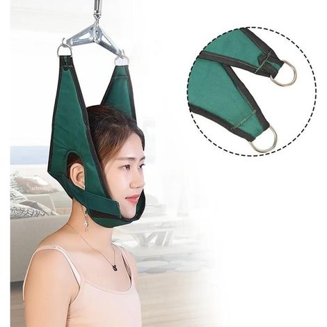 Dispositif traction cervicale suspendu porte toile 92g sangle boucles robustes soulagement douleur cou YYV (1/4)