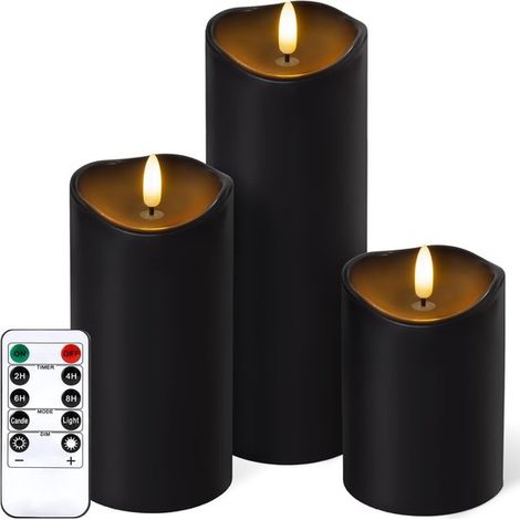 Flammenlose Outdoor-Kerzen 3er-Set Realistische Kerzen mit Fernbedienung Timerfunktion Wasserdicht Für den Innen und Außenbereich Halloween und (1/5)