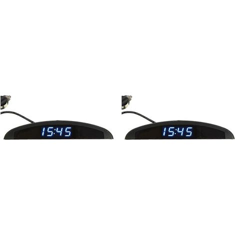 2 x 3 en 1 Voltmètre/Testeur LED numérique 12 V pour voiture, bleu (1/5)