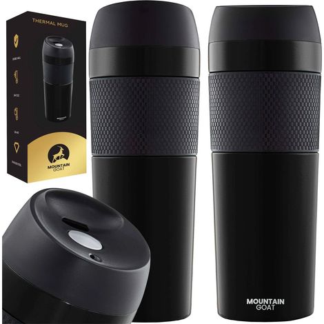 Taza térmica de viaje 4FIZJO de 400 ml, color negro. (1/4)
