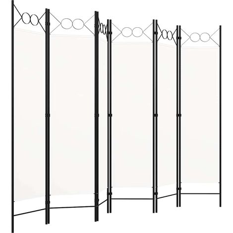 Paravent Cloison de séparation 6 panneaux, Pour Jardin, Balcon, Terrasse Blanc crème 240x180 cm OIB6941E (1/5)