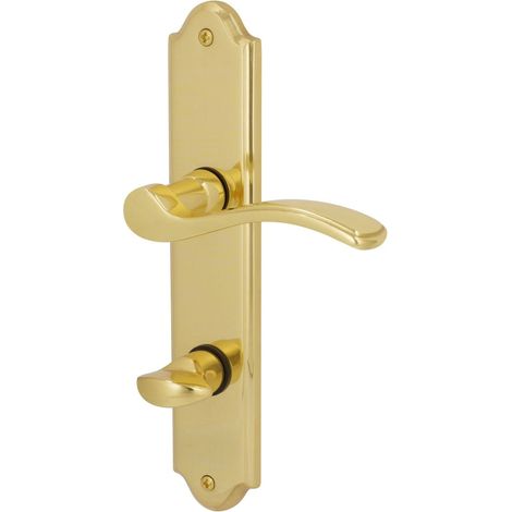 Alpertec WC-Langschildgarnitur Lori Messing gold abgerundet Beschläge