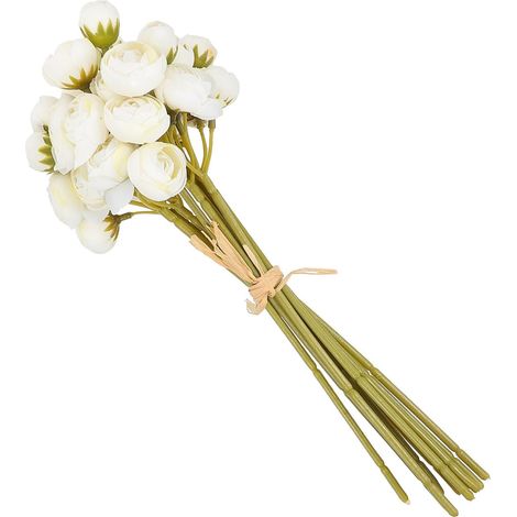 Bouquet Décoratif Ne Se Fane Pas de Fleurs Artificielles Blanches en Plastique, Mini Bouquet de Simulation pour Décoration Intérieure Maison (1/5)