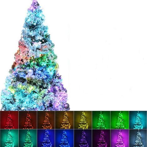 Luci led per albero di natale esterno IP65 APP smartphone musicale 20mt 200 lampadine luminarie RGB filo nudo comandi telefono (1/5)